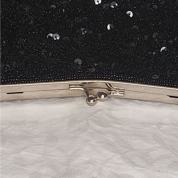 Black Beaded Evening Clutch Purse - Picture 3 of 11